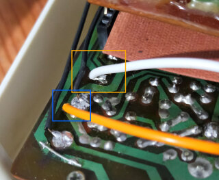 Solder points close up