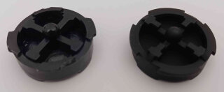 Broken d-pad on the left, 3D printed d-pad on the right.