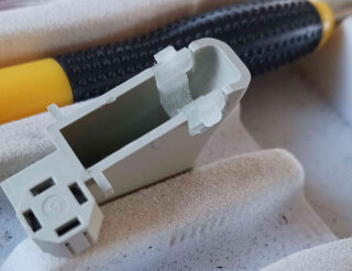 Replacement part glued in place.